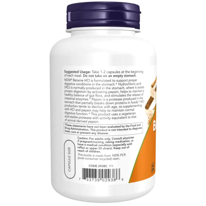 NOW Foods Betaine HCl 648 mg 120 Veg Capsules