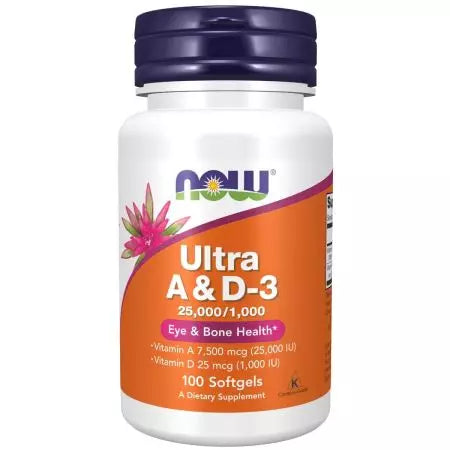 NOW Foods Vitamin A & D3 25,000/1,000 IU 100 Softgels