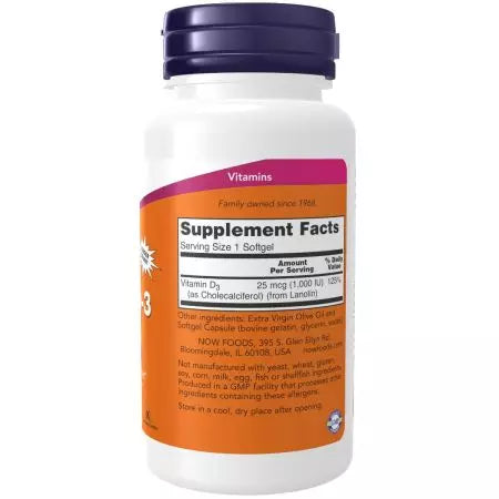 NOW Foods Vitamin D-3 1,000 IU 360 Softgels