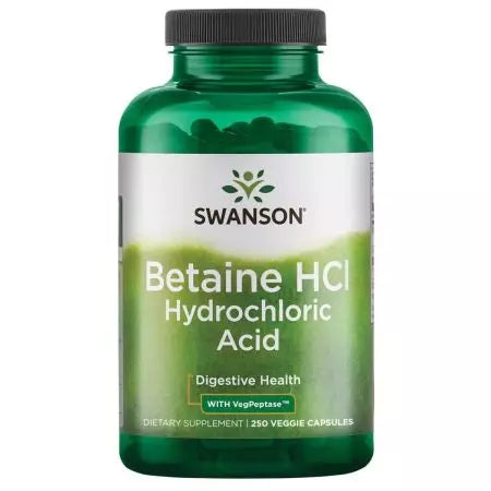 Swanson Betaine HCl Hydrochloric Acid with Pepsin 250 veg capsules